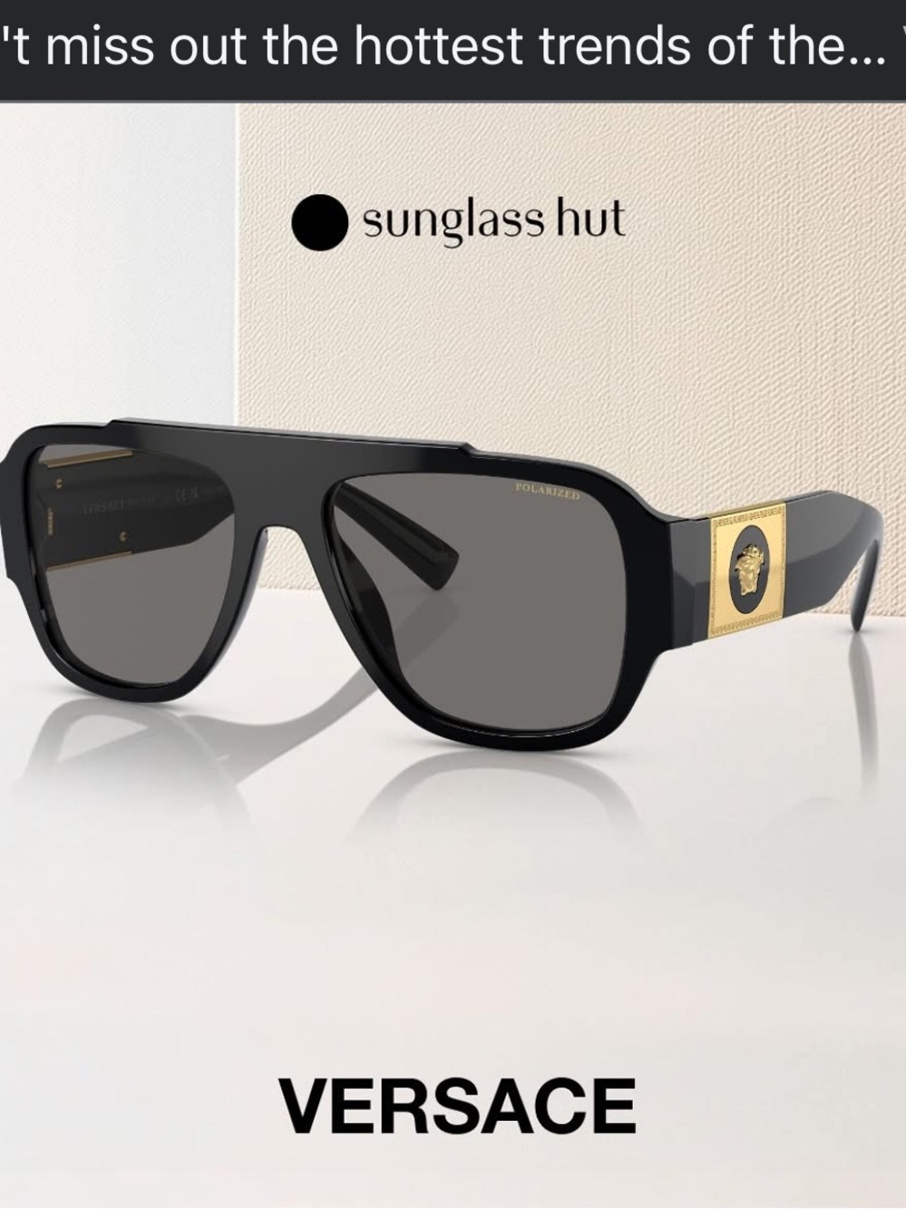 Versace Black Sunglasses with Gold Medusa Accent